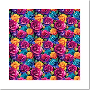 Neon Bright Roses Posters and Art